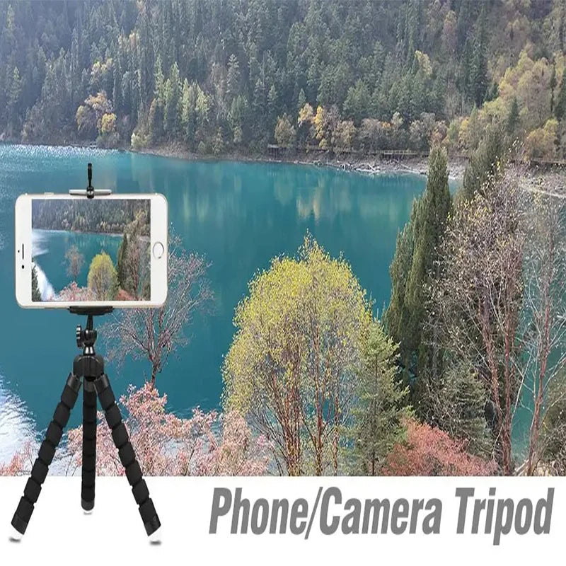 Flexible Cell Phone Tripod Mini Cell Phone Tripod with Cell Phone Holder Regular 1/4-20 Screw 360° Swivel Flexible Travel Tripod
