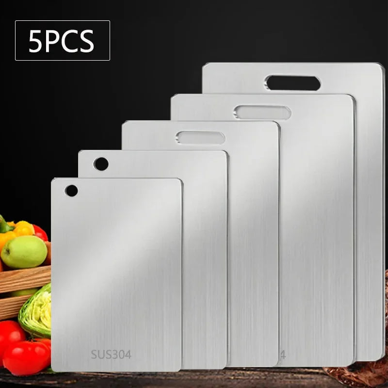 WXCOO 1PCS Stainless Steel Chopping Boards Kitchen Thickened Boards Non Stick Double Sided Fruit Meat Chopping Cutting Boards