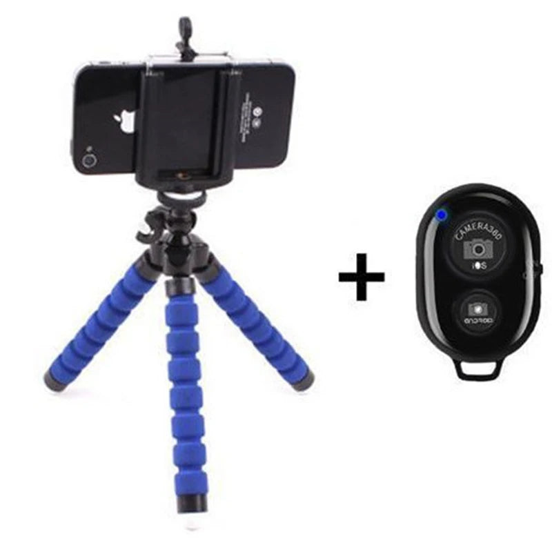 Flexible Cell Phone Tripod Mini Cell Phone Tripod with Cell Phone Holder Regular 1/4-20 Screw 360° Swivel Flexible Travel Tripod