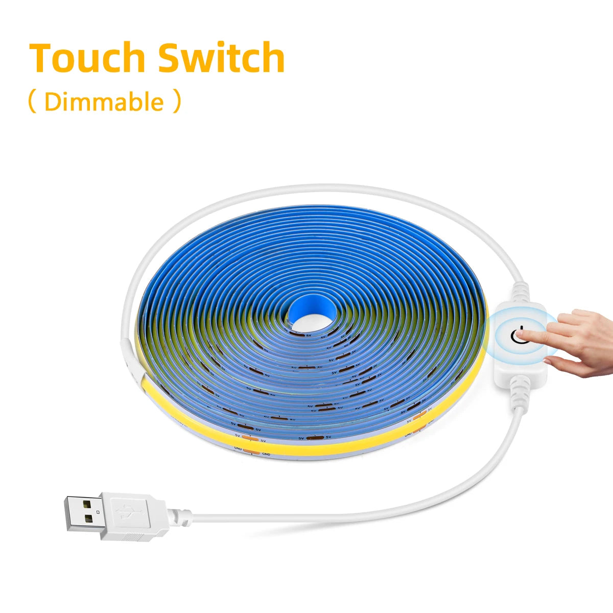 USB 5V LED Strip Light With Dimmable Touch Switch/ Hand Motion Sensor Switch/ Push Button Switch For Home Kitchen Cabinet