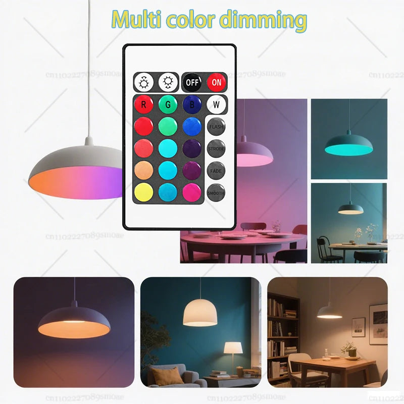 E27 RGB LED Light Bulb 220V with IR Remote 24 Control Color Changing Multicolor Lamp Spotlight for Bedroom Party Home Decor