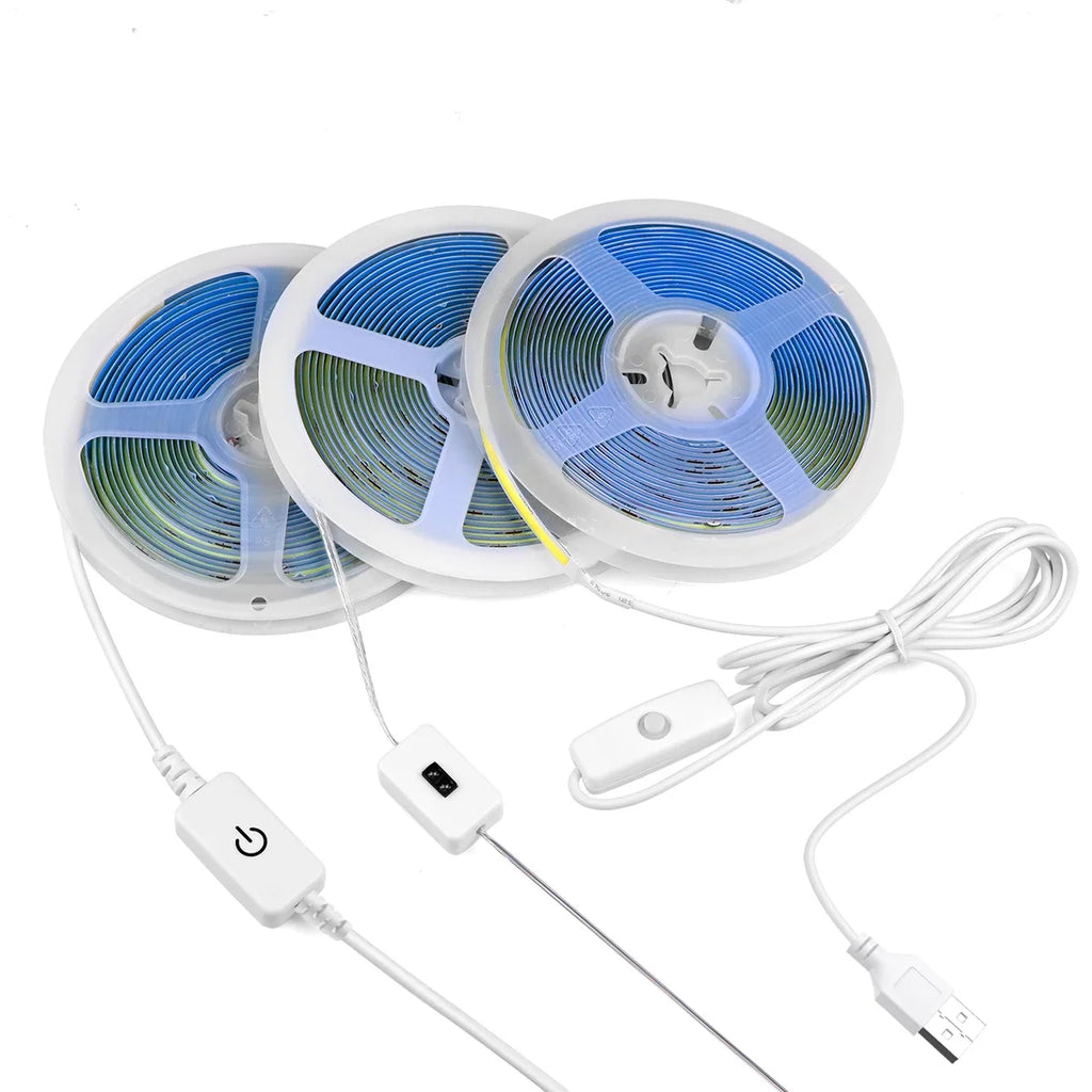 USB 5V LED Strip Light With Dimmable Touch Switch/ Hand Motion Sensor Switch/ Push Button Switch For Home Kitchen Cabinet