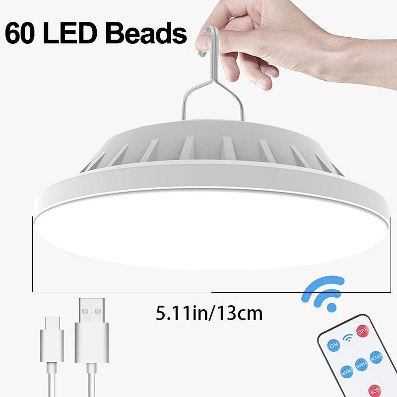 Solar Camping Lantern Rechargeable LED Portable Work Light w/Remote,Power Bank Flashlight Outdoor Emergency Lamp for Fishing BBQ