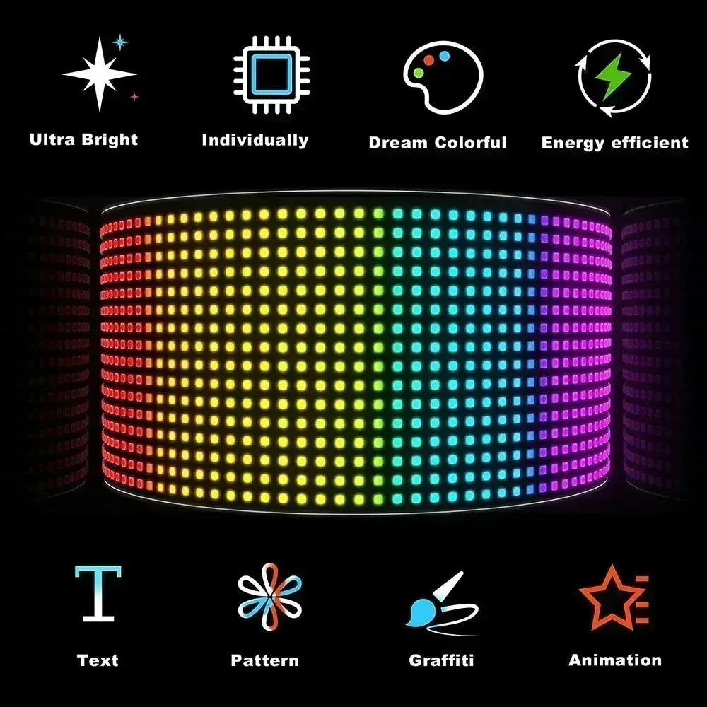 DIY Programmable LED Demon Eyes Car Logo Light APP Control Flexible Matrix Pixel Panel Night Light Display for Car Truck SUV