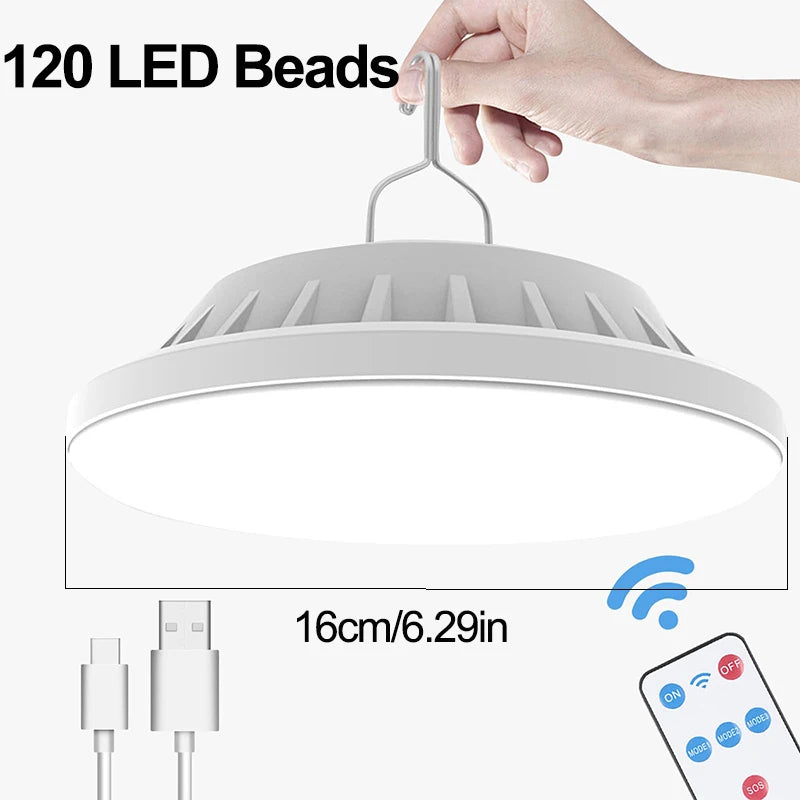 Solar Camping Lantern Rechargeable LED Portable Work Light w/Remote,Power Bank Flashlight Outdoor Emergency Lamp for Fishing BBQ