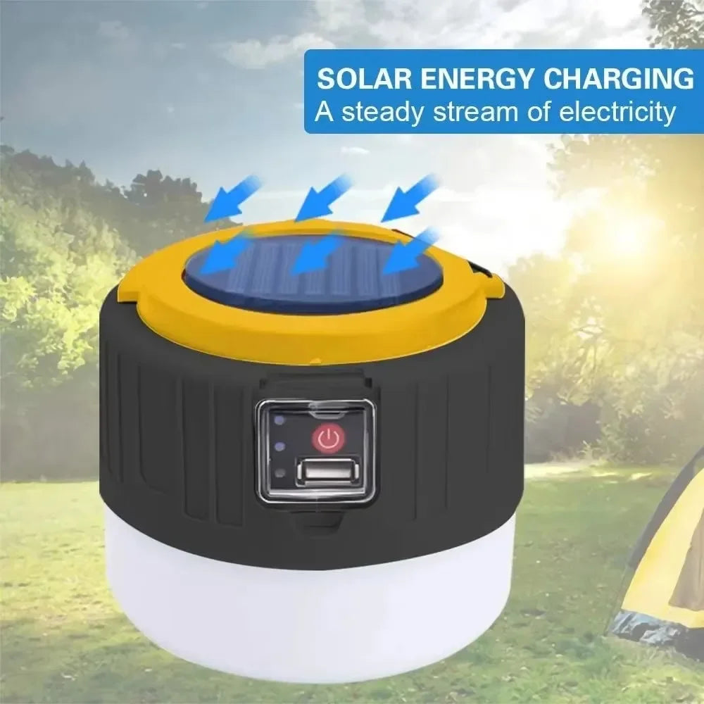 Solar Camping Lantern Rechargeable LED Portable Work Light w/Remote,Power Bank Flashlight Outdoor Emergency Lamp for Fishing BBQ