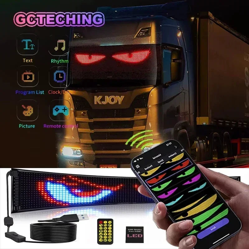DIY Programmable LED Demon Eyes Car Logo Light APP Control Flexible Matrix Pixel Panel Night Light Display for Car Truck SUV