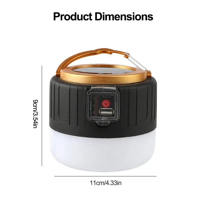 Solar Camping Lantern Rechargeable LED Portable Work Light w/Remote,Power Bank Flashlight Outdoor Emergency Lamp for Fishing BBQ