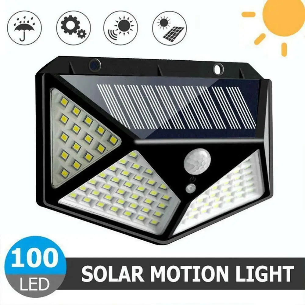 100 LED Solar Wall Lamp 4 Sides Luminous With Motion Sensor Human Induction Courtyard Waterproof Stairs Outdoor Wall Light