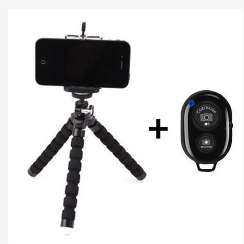 Flexible Cell Phone Tripod Mini Cell Phone Tripod with Cell Phone Holder Regular 1/4-20 Screw 360° Swivel Flexible Travel Tripod