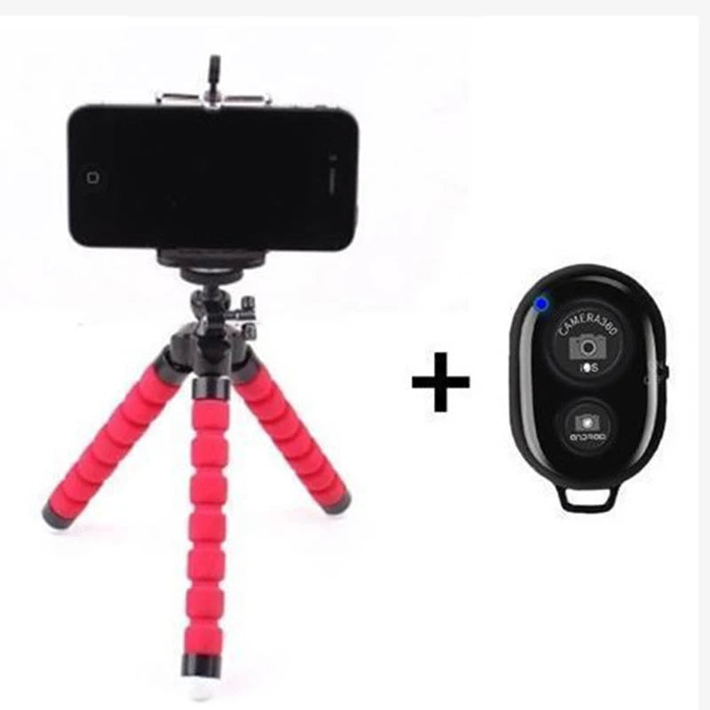 Flexible Cell Phone Tripod Mini Cell Phone Tripod with Cell Phone Holder Regular 1/4-20 Screw 360° Swivel Flexible Travel Tripod