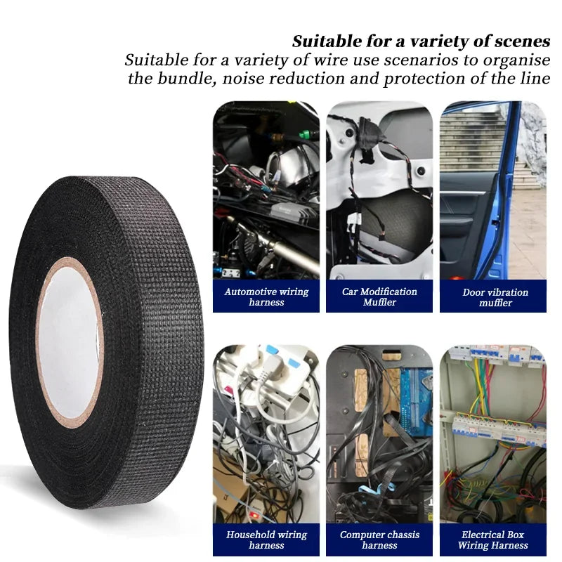 Electrical Insulating Tape Heat Resistant Harness Tape 9/15/50MM Car Cable Harness Wiring Loom Protection Waterproof Tape