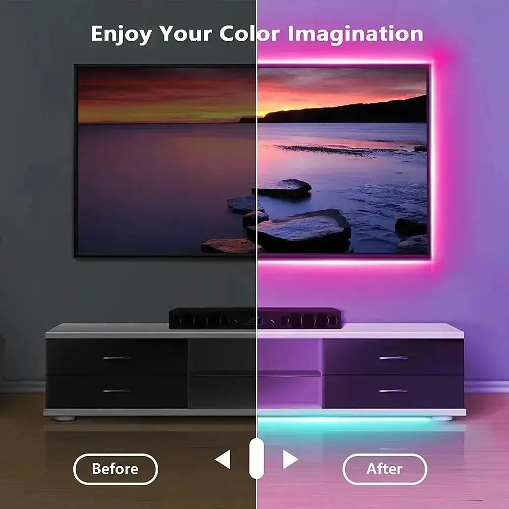 LED TV Backlights,5V USB LED Strip Lights with Bluetooth 24 Keys Remote,5050 RGB DIY Color Changing Lights for Bedroom Party