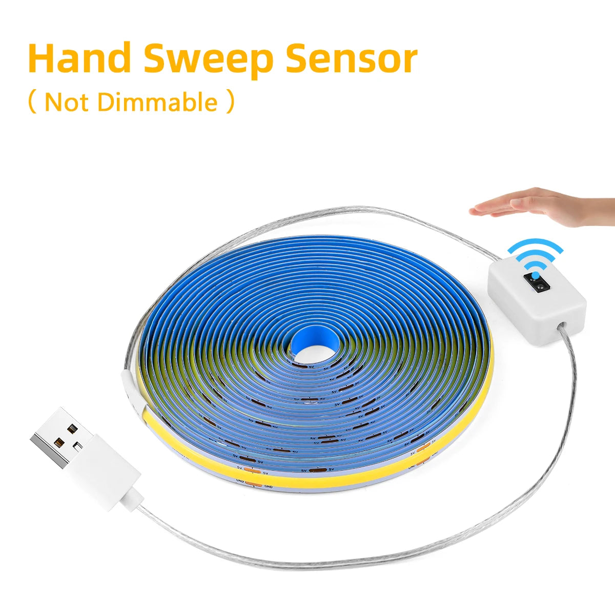 USB 5V LED Strip Light With Dimmable Touch Switch/ Hand Motion Sensor Switch/ Push Button Switch For Home Kitchen Cabinet