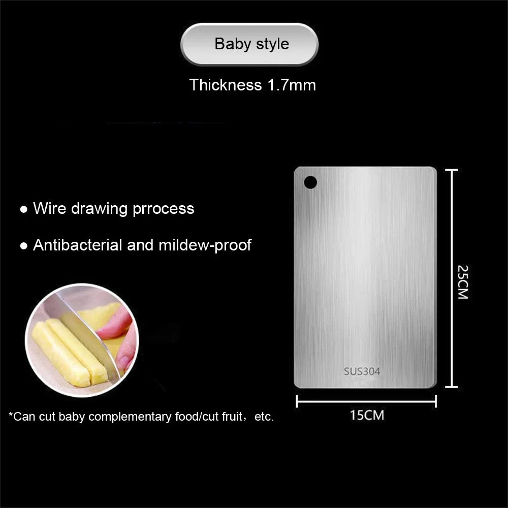 WXCOO 1PCS Stainless Steel Chopping Boards Kitchen Thickened Boards Non Stick Double Sided Fruit Meat Chopping Cutting Boards