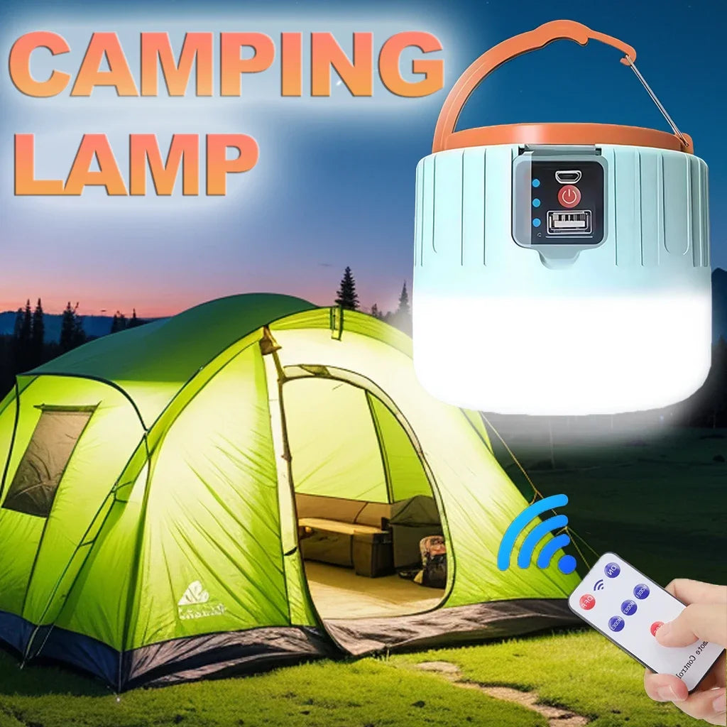 Solar Camping Lantern Rechargeable LED Portable Work Light w/Remote,Power Bank Flashlight Outdoor Emergency Lamp for Fishing BBQ
