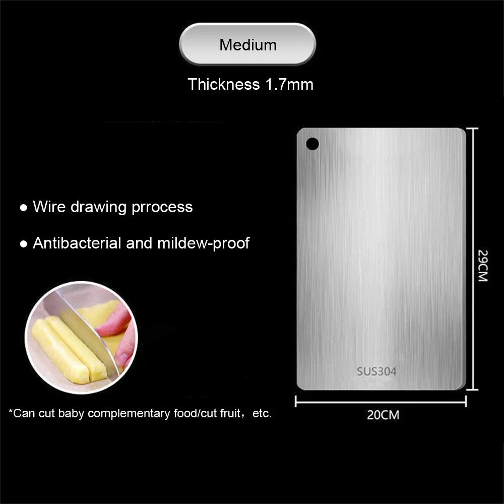WXCOO 1PCS Stainless Steel Chopping Boards Kitchen Thickened Boards Non Stick Double Sided Fruit Meat Chopping Cutting Boards